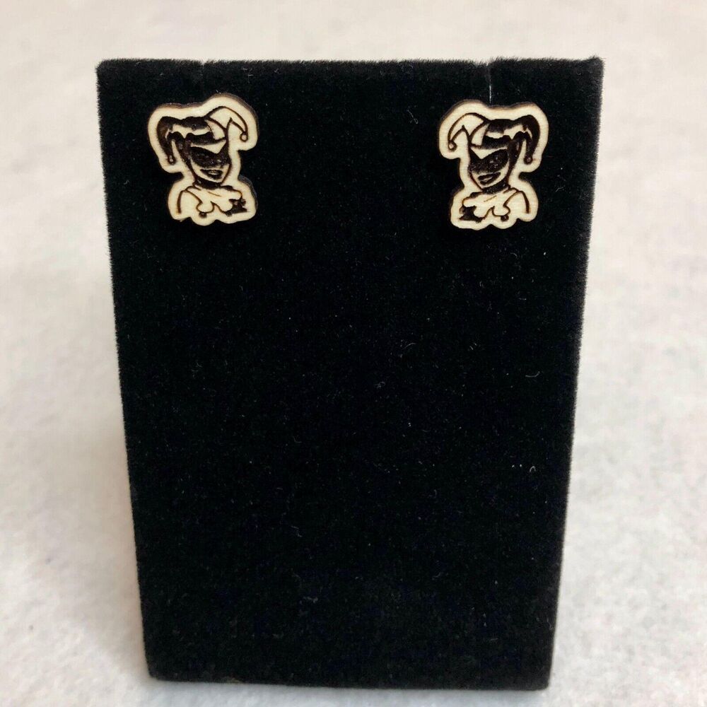 Harley Quinn Wood Stud Earrings